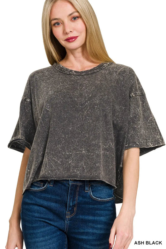 Image of Zenana Acid Crinkle-Washed Oversized T-Shirt | Queeble.shop