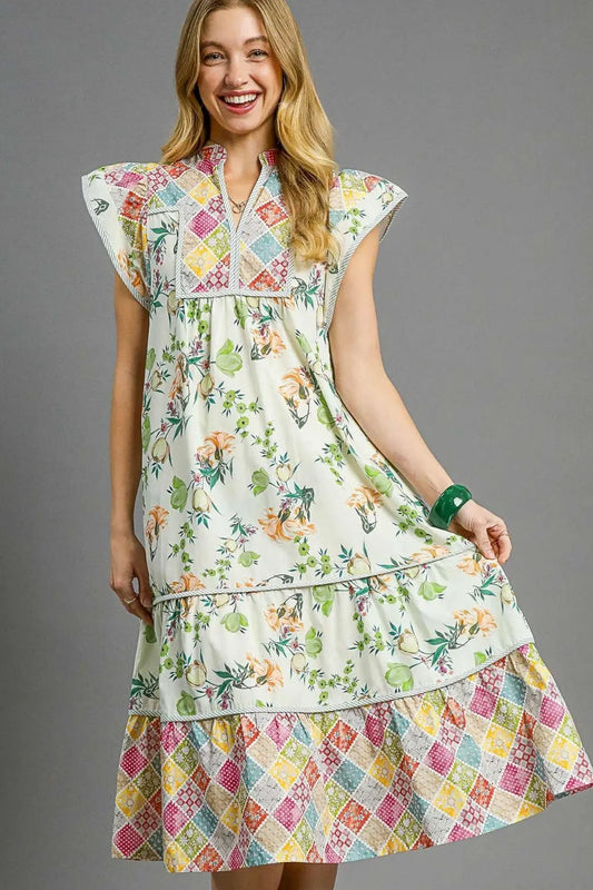 Image of Umgee Patchwork Garden Midi Dress | Queeble.shop