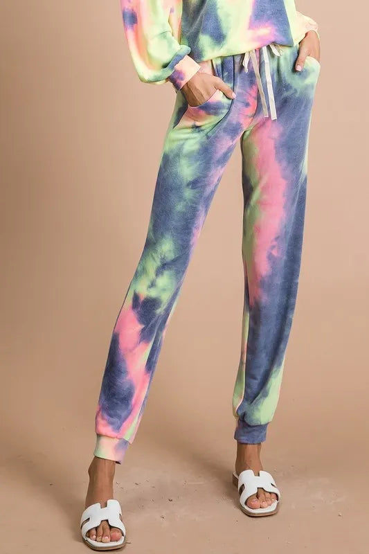 Image of BiBi Tie Dye French Terry Casual Pants | Queeble.shop