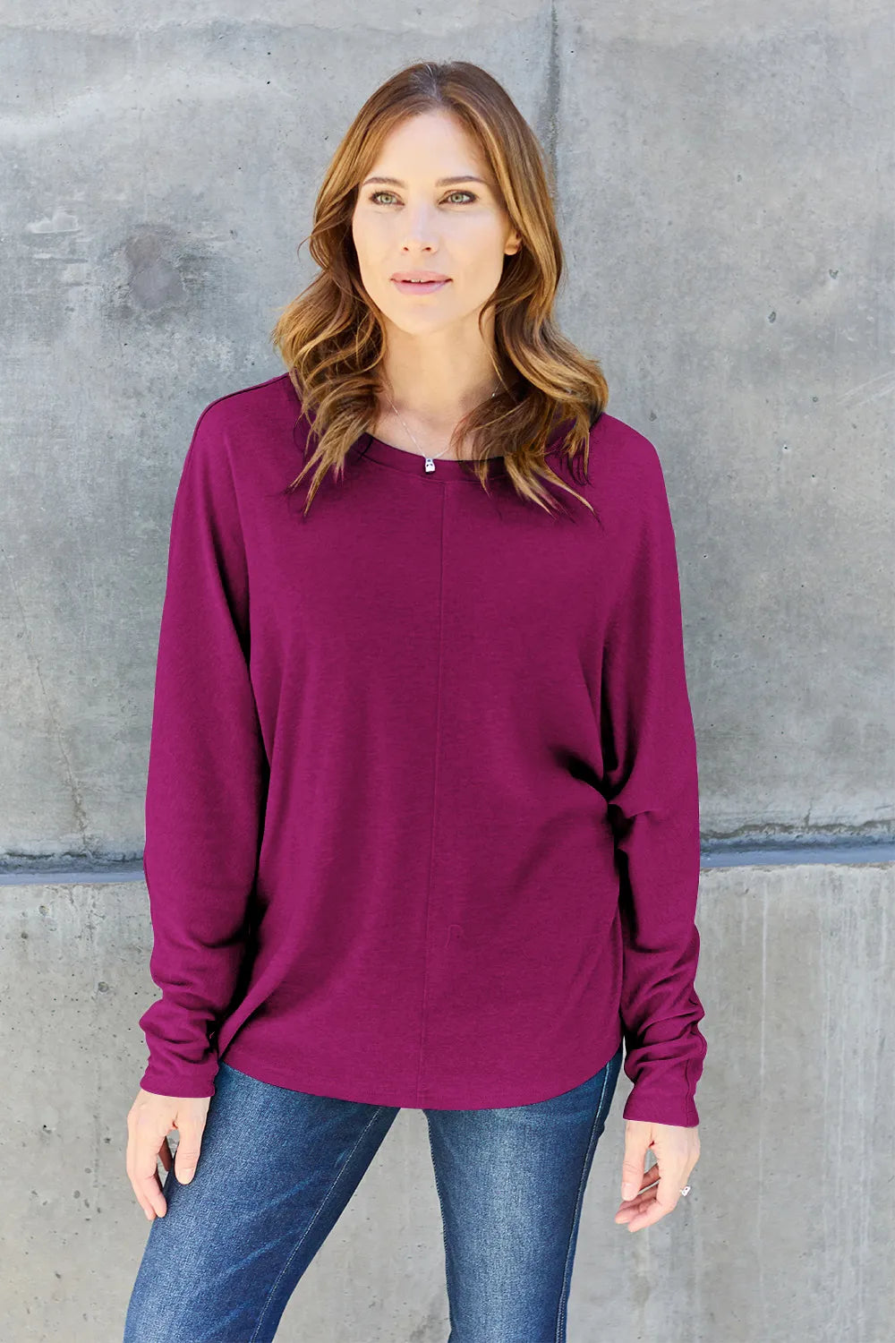 Image of Double Take Full Size Round Neck Long Sleeve T-Shirt | Queeble.shop