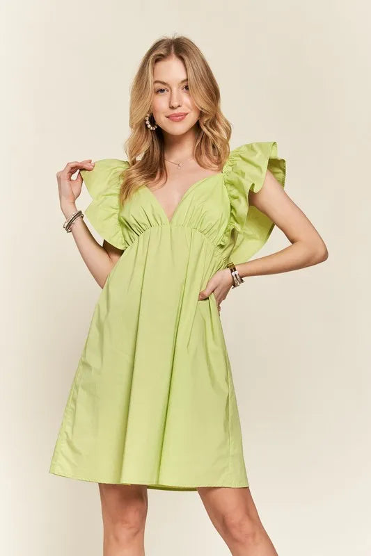 Image of ADORA Smocked Back Ruffled Cap Sleeve Babydoll Dress | Queeble.shop
