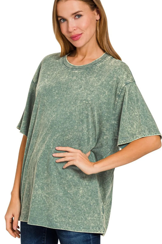 Image of Zenana Washed Short Sleeve Top | Queeble.shop