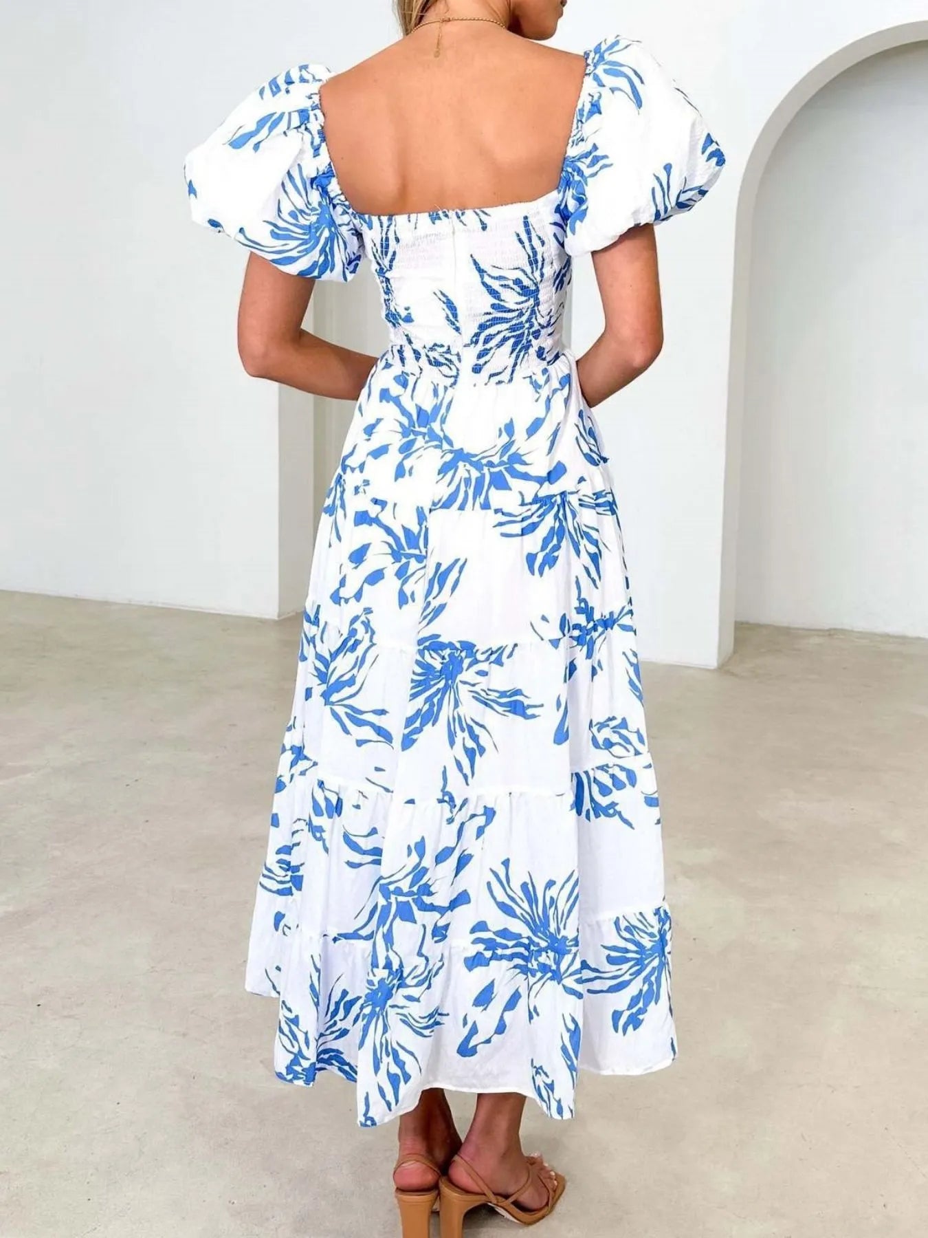 Image of Off-Shoulder Floral Tiered Dress with Ruffle Details | Queeble.shop