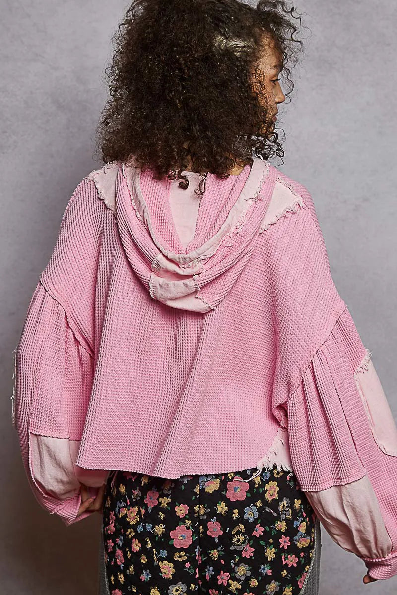 Image of POL Raw Hem Cropped Hooded Jacket | Queeble.shop