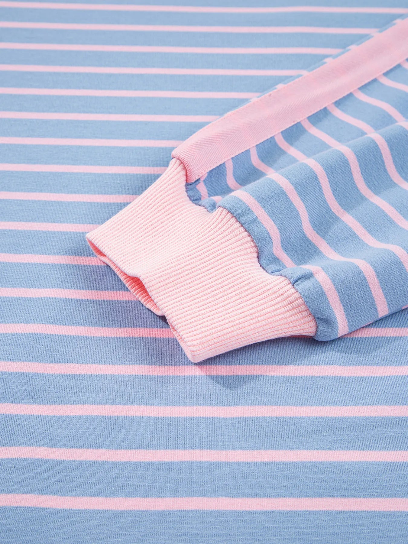 Image of Stripe Oversize Contrast Trim Drop Shoulder Sweatshirt | Queeble.shop