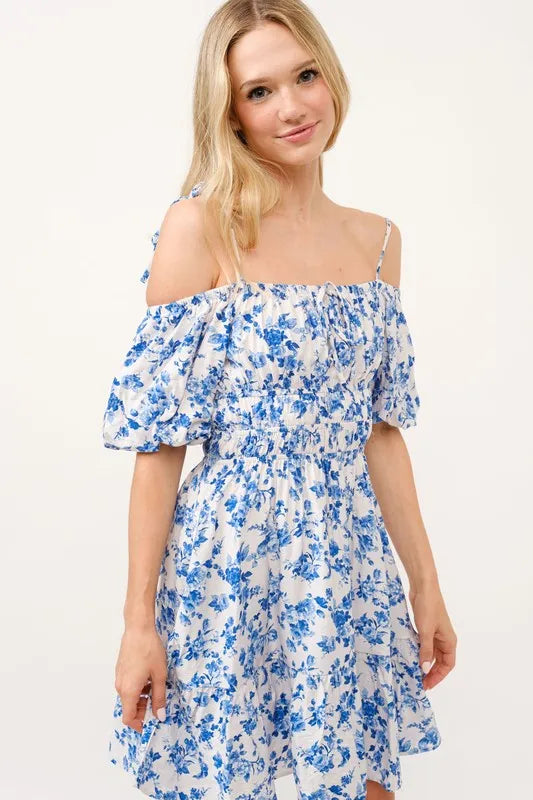Image of And The Why Off Shoulder Bubble Sleeve Dress | Queeble.shop