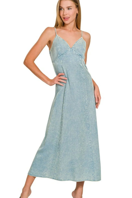 Image of Zenana Tencel Mineral Washed Maxi Dress | Queeble.shop