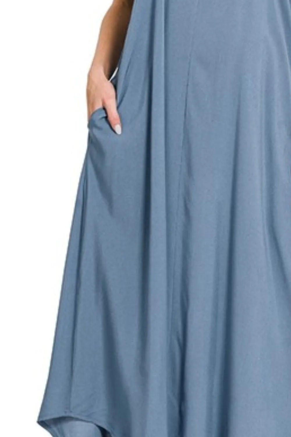 Image of Zenana Woven Arc Hem Cami Dress With Flowy Pockets | Queeble.shop