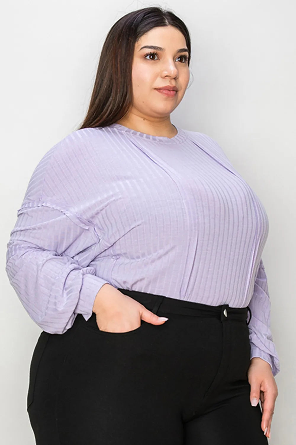 Image of Basic Bae Full Size Ribbed Round Neck Long Sleeve T-Shirt | Queeble.shop