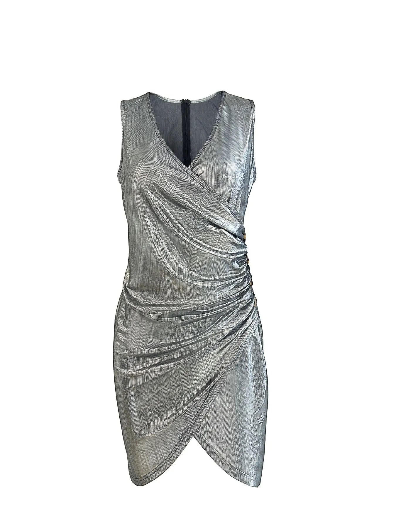 Image of Surplice Sleeveless Bodycon Mini Dress | Queeble.shop
