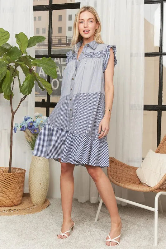 Image of ADORA Button Down Textured Babydoll Dress | Queeble.shop