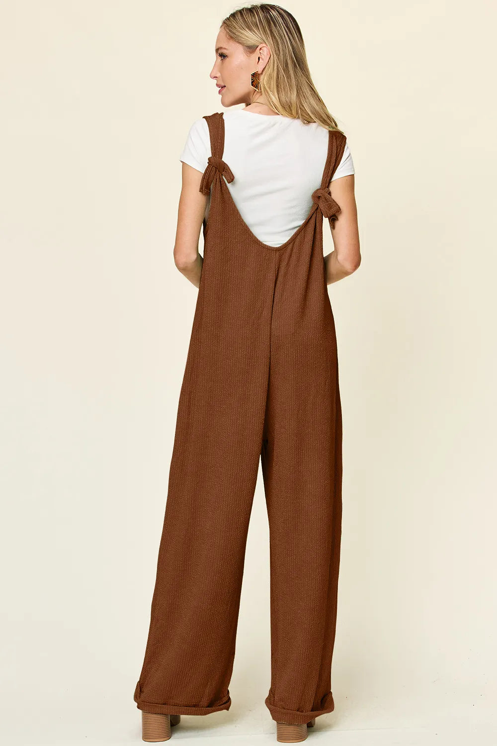Image of Double Take Full Size Texture Sleeveless Wide Leg Jumpsuit | Queeble.shop