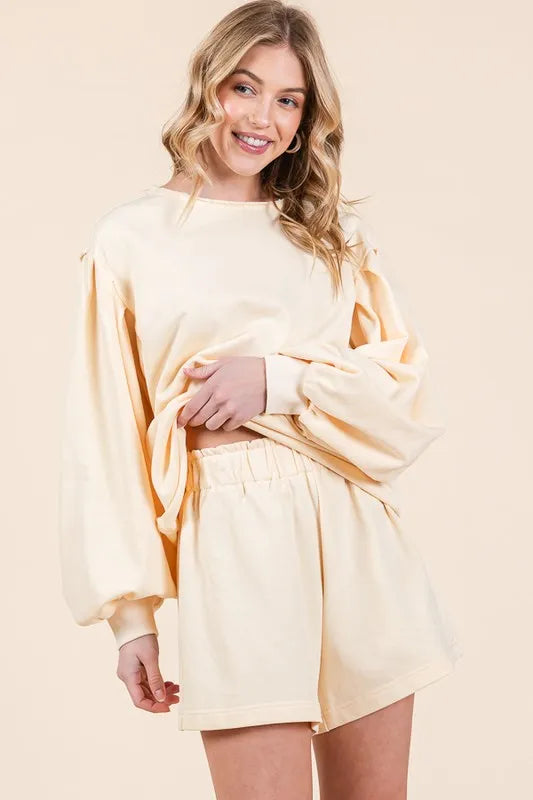 Image of Lime 'N' Chili French Terry Sweatshirt and Shorts Set | Queeble.shop