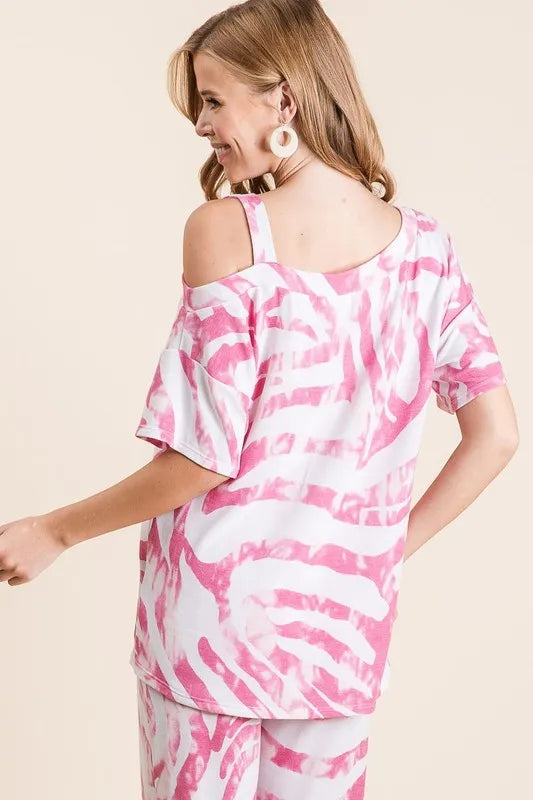Image of BiBi Zebra Print French Terry Top and Pants Set | Queeble.shop