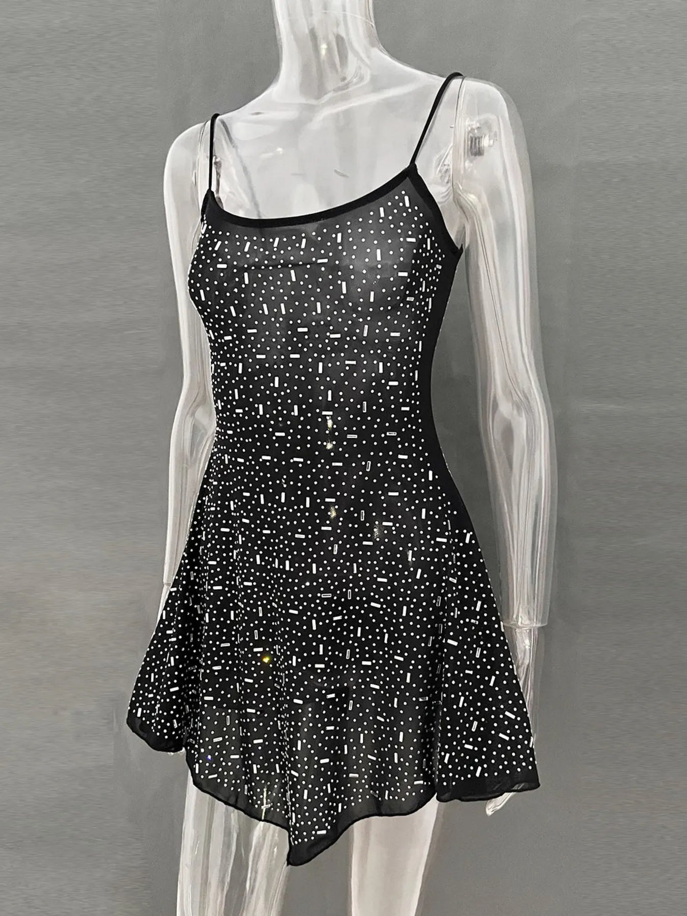 Image of Rhinestone Decor Mini Cami Dress | Queeble.shop