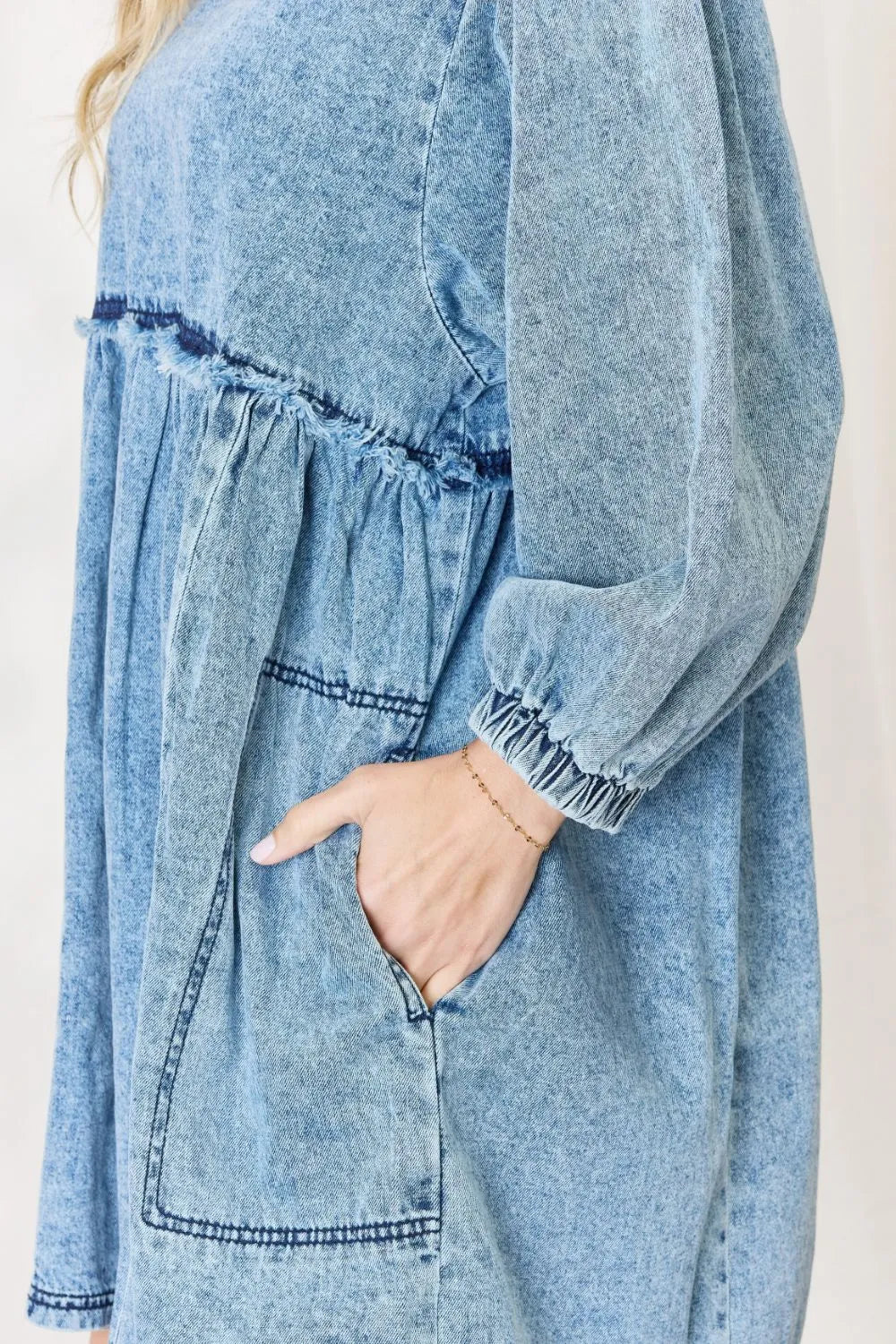 Image of HEYSON Full Size Oversized Denim Babydoll Dress | Queeble.shop