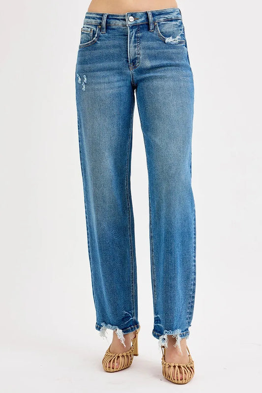 Image of RISEN Full Size Mid Rise Baggy Jeans Plus Size | Queeble.shop