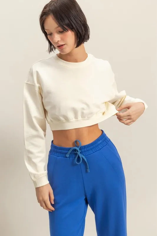 Image of HYFVE Crew Neck Long Sleeve Crop Sweatshirt | Queeble.shop