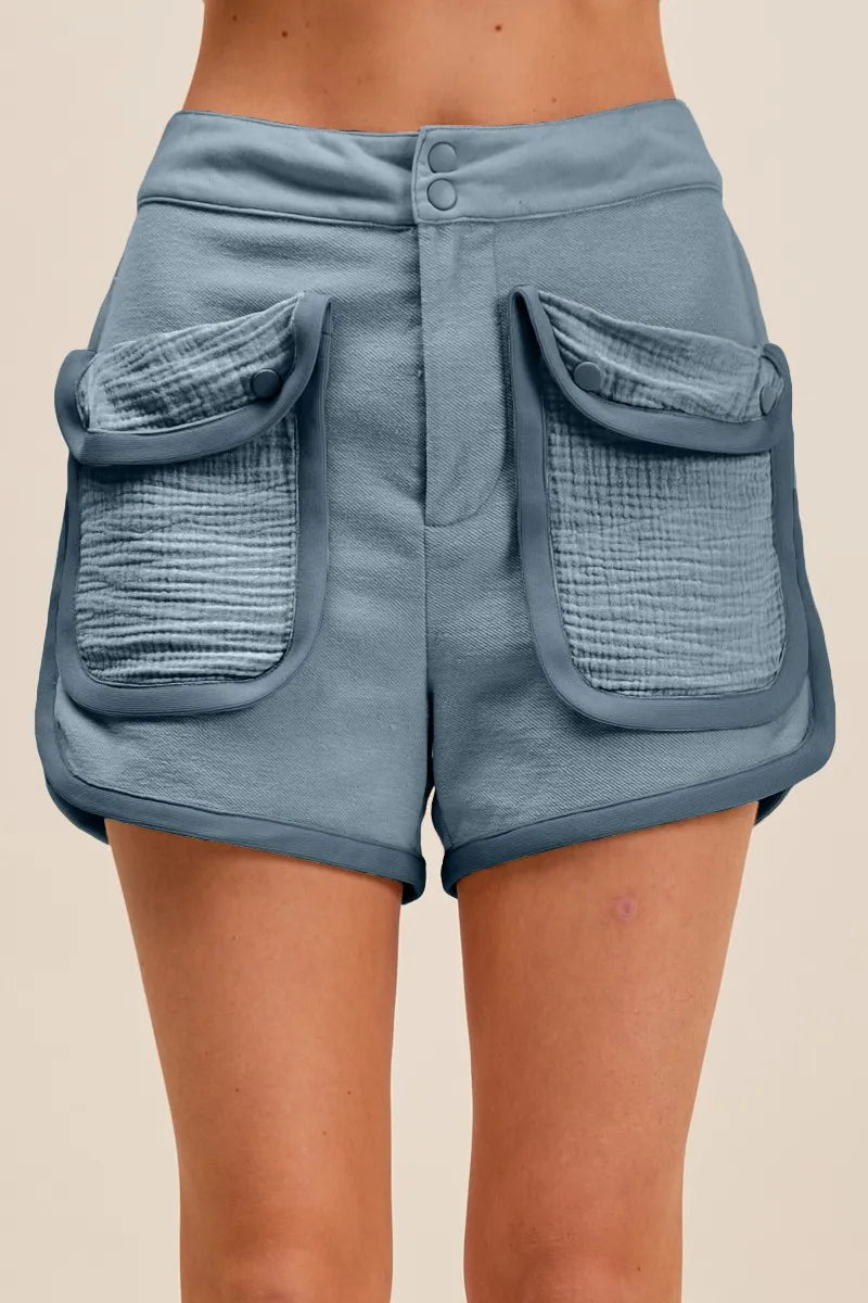 Image of SO ME Mineral Washed Terry High Rise Cargo Shorts | Queeble.shop