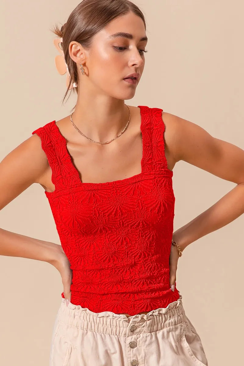 Image of SO ME Floral Jacquard Seamless Tank Top | Queeble.shop