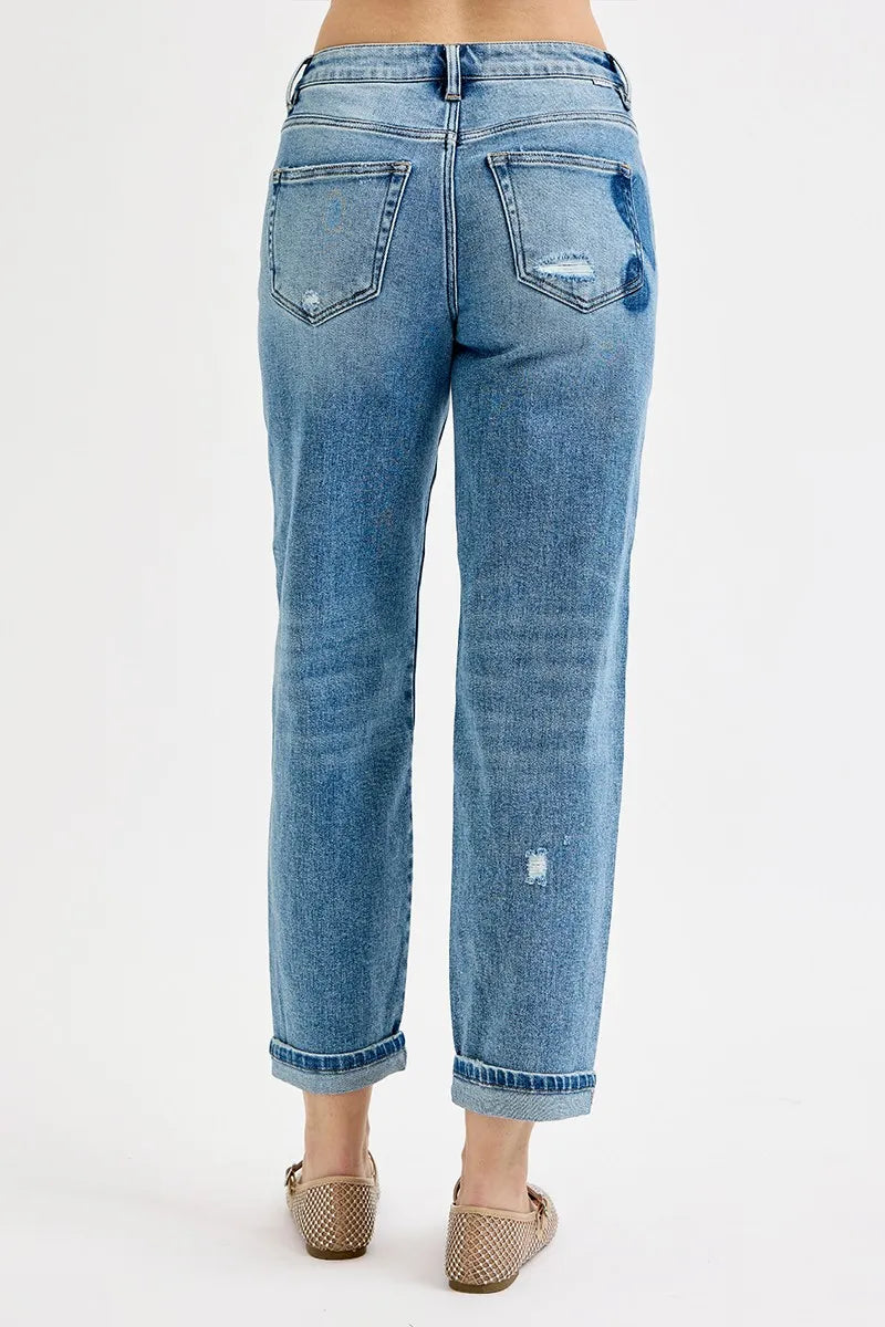 Image of RISEN Full Size Mid Rise Fit-boyfriend Heart Shade Jeans Plus Size | Queeble.shop