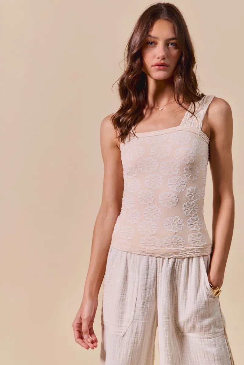 Image of SO ME Two Tone Floral Seamless Tank Top | Queeble.shop