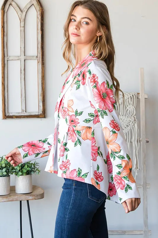 Image of Heimish Full Size Multi Color Floral Blazers with Tunic Plus Size | Queeble.shop