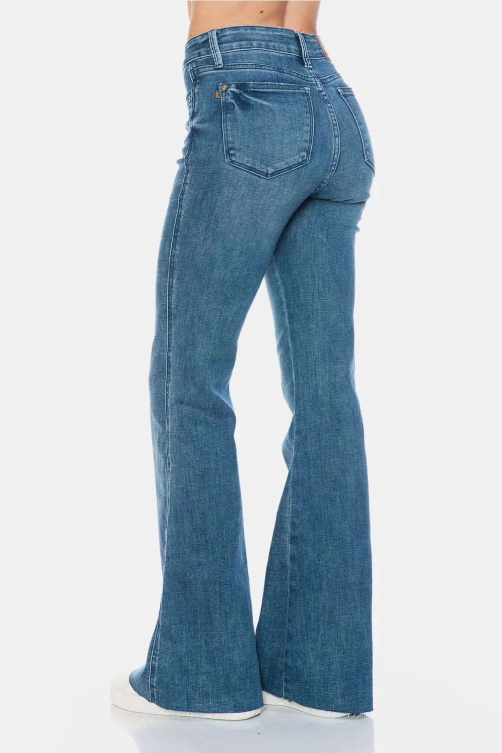 Image of Judy Blue Full Size Tummy Control Cut Hem Flare Jeans | Queeble.shop