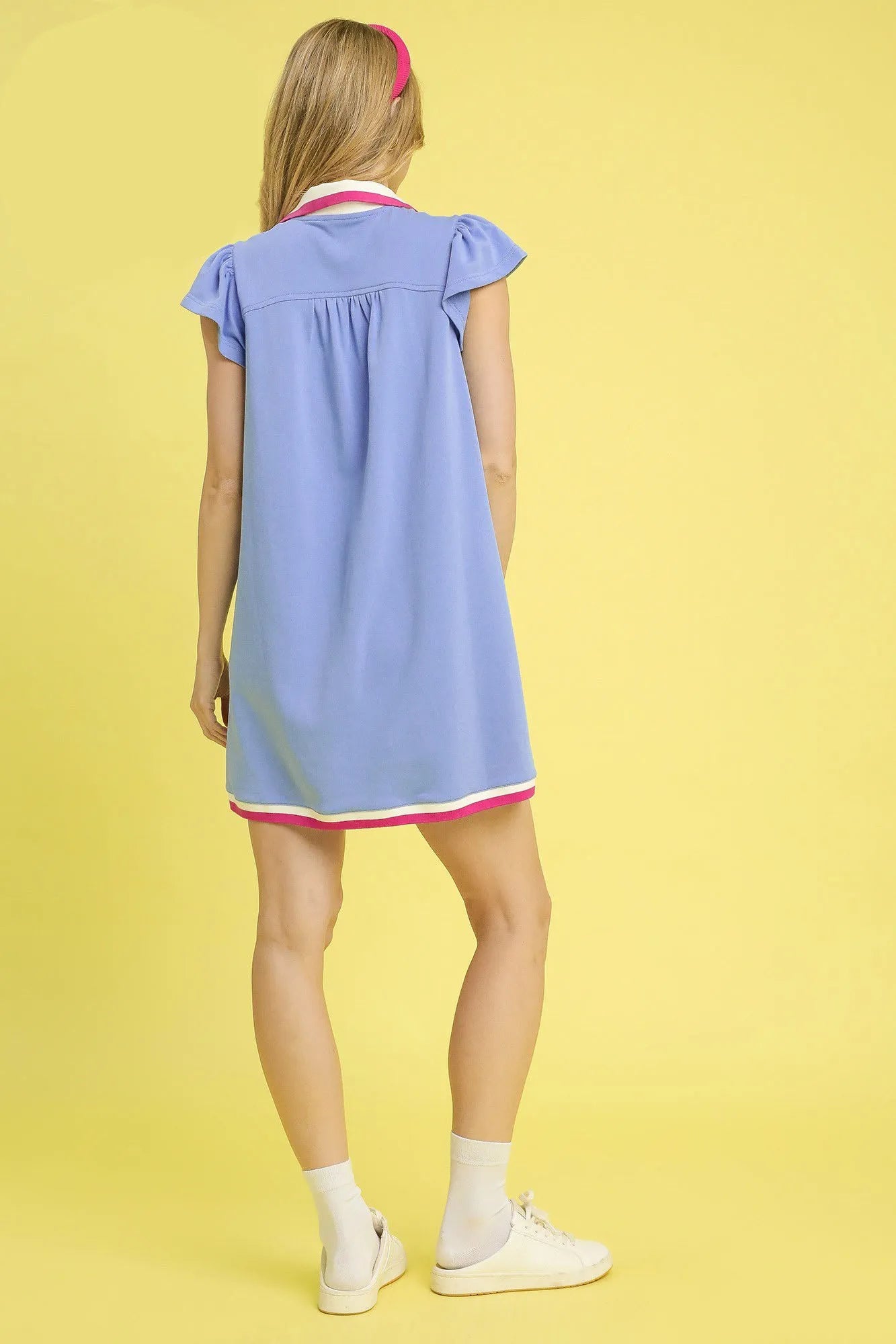 Image of Umgee Contrast Trim Cap Sleeve Mini Dress | Queeble.shop