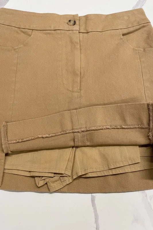 Image of Annie Wear Comfort Stretch Cotton Slit Detailed Mini Skirt | Queeble.shop
