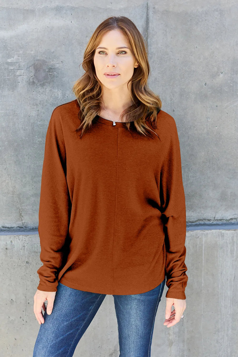 Image of Double Take Full Size Round Neck Long Sleeve T-Shirt | Queeble.shop