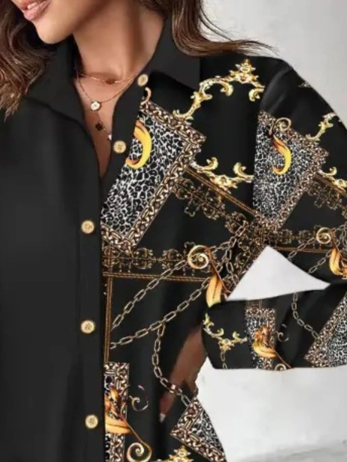 Image of Printed Button Up Long Sleeve Shirt Dress | Queeble.shop