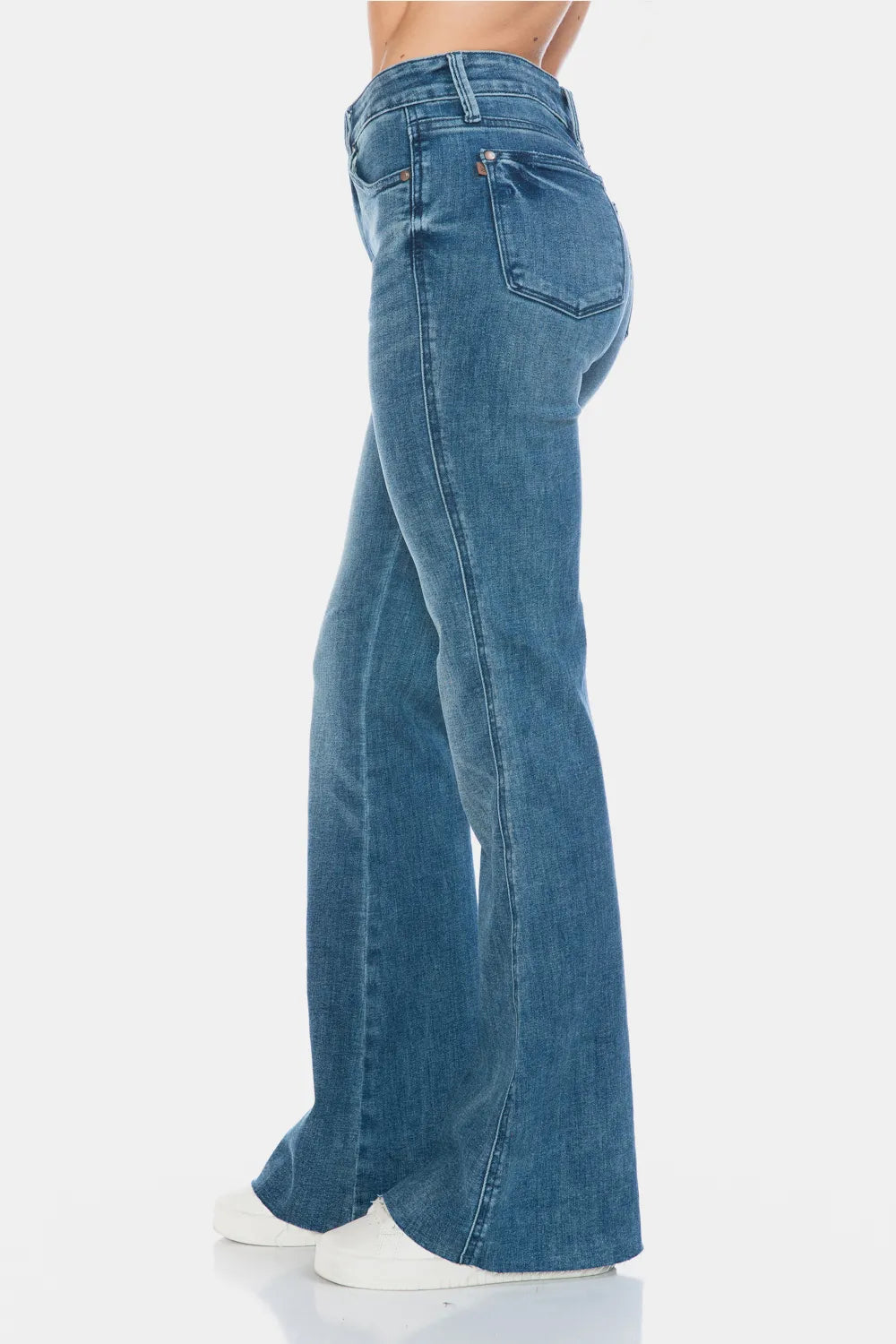 Image of Judy Blue Full Size Tummy Control Cut Hem Flare Jeans | Queeble.shop