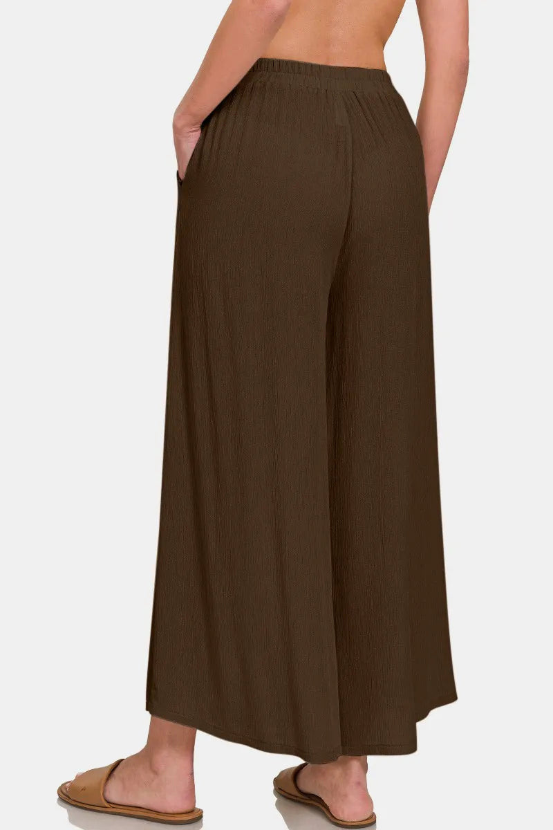 Image of Zenana Woven Wide Leg Pants With Pockets | Queeble.shop