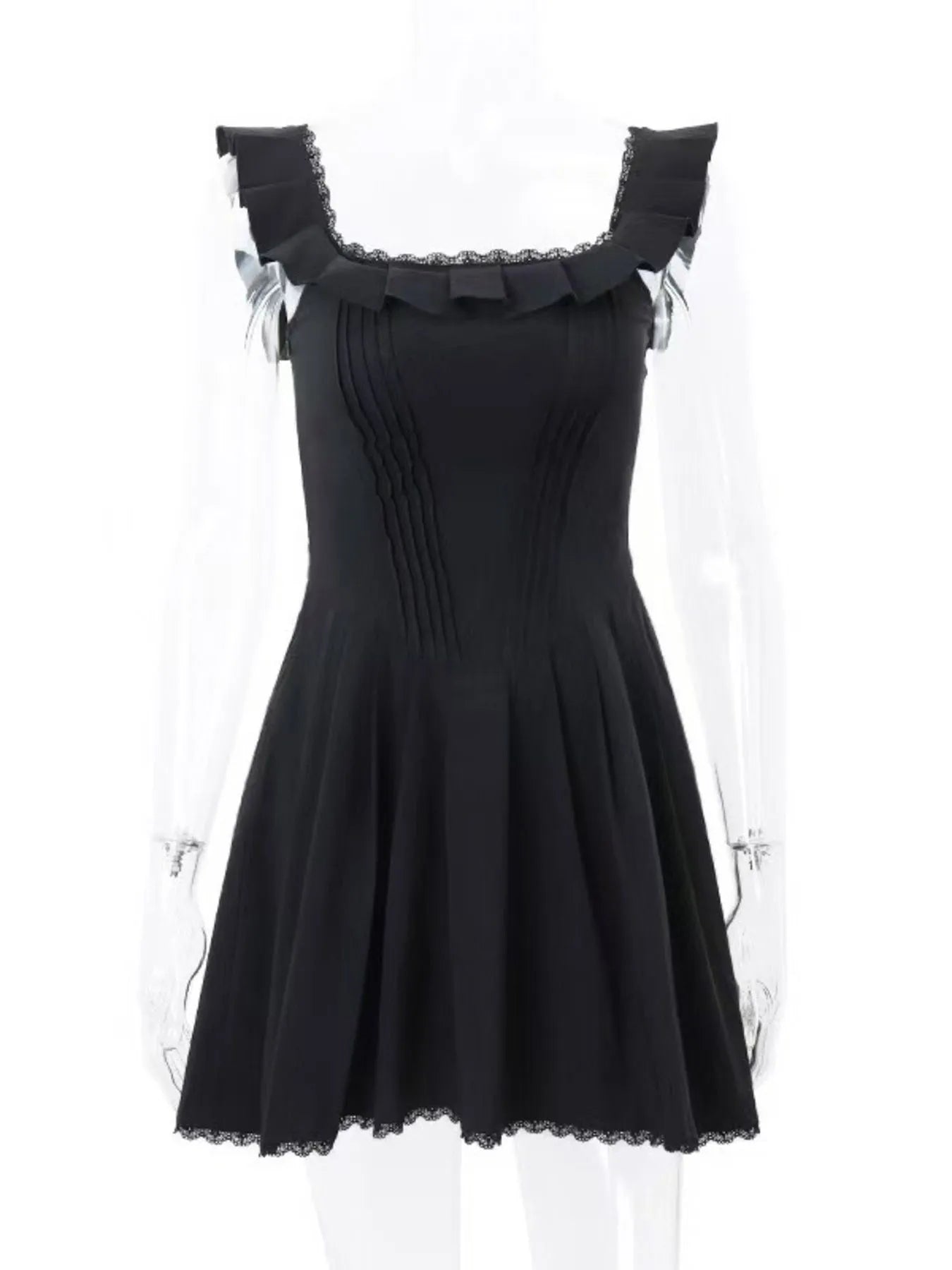 Image of Square Neck Pleated Mini Dress | Queeble.shop