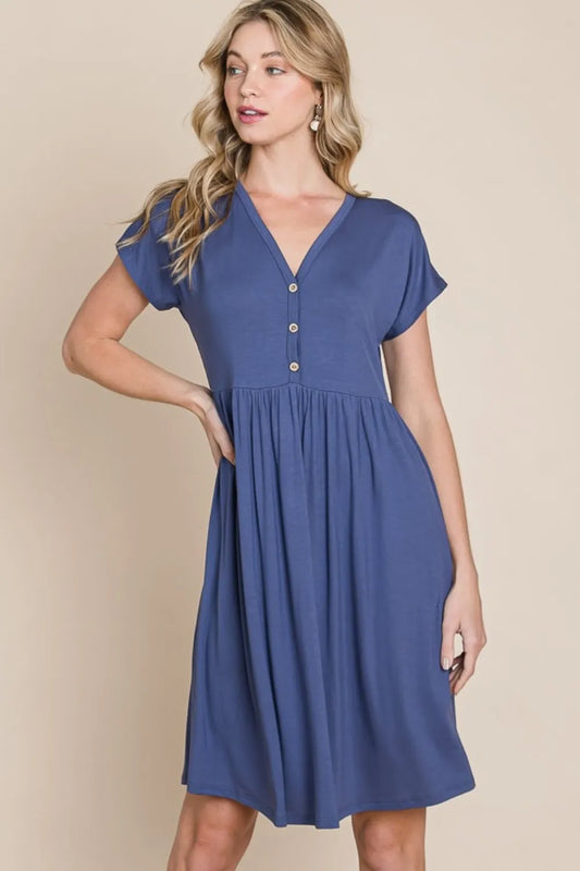 Image of BOMBOM V-Neck Short Sleeve Dress | Queeble.shop