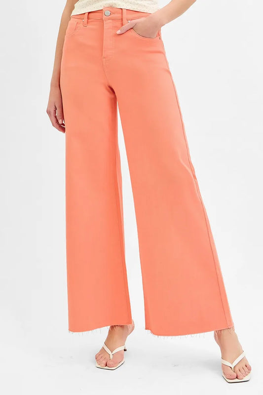Image of RISEN Full Size Tummy Control High Rise Wide Leg Palazzo Jeans Plus Size | Queeble.shop