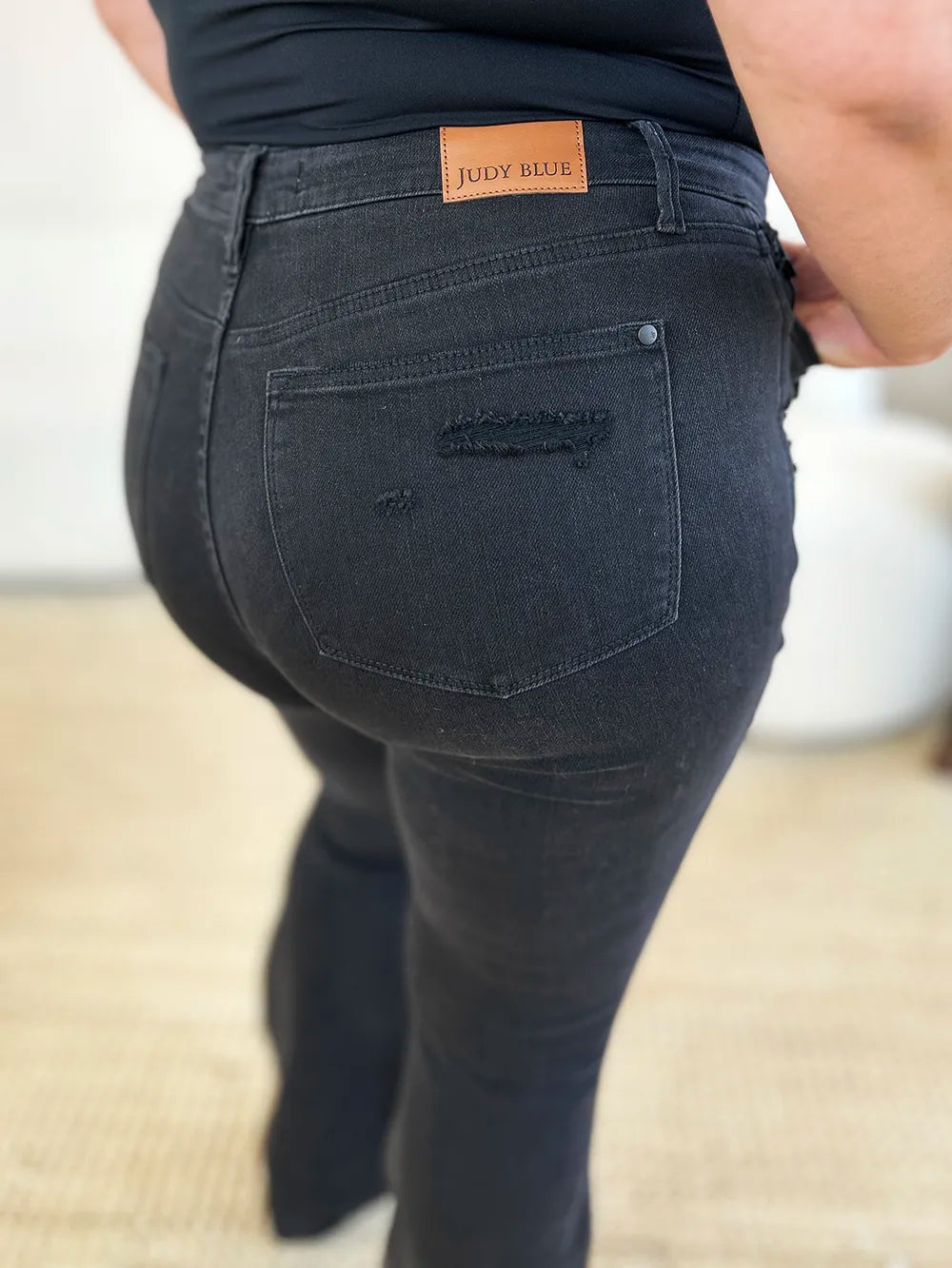 Image of Judy Blue Full Size High Waist Distressed Flare Jeans | Queeble.shop