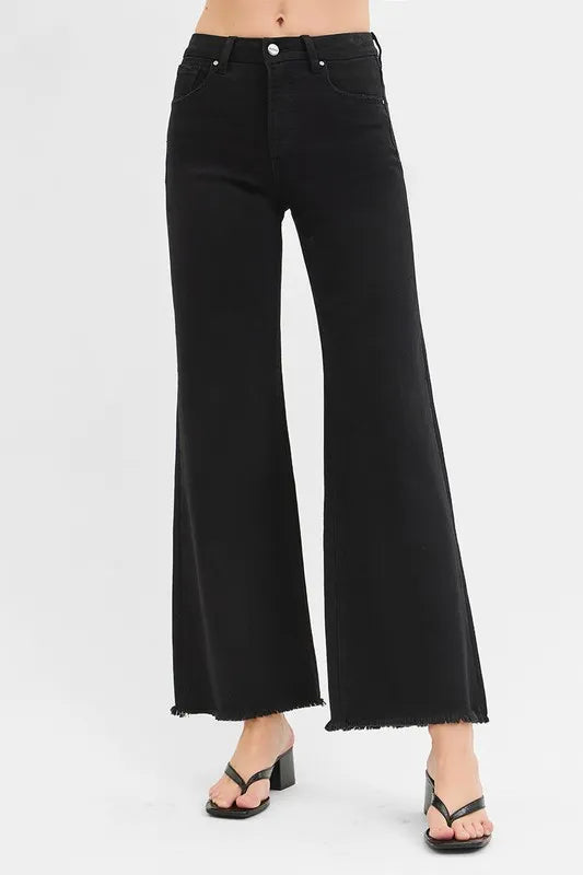 Image of RISEN Full Size Tummy Control High Rise Wide Jeans Plus Size | Queeble.shop