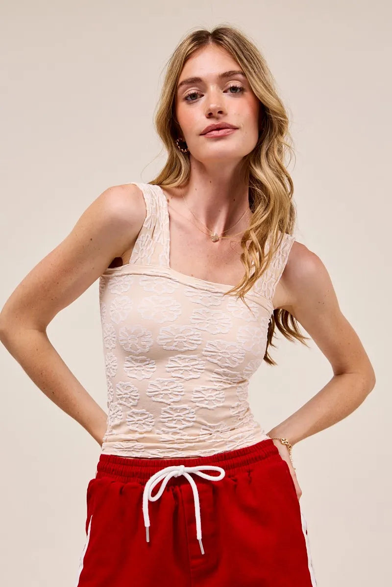 Image of SO ME Two Tone Floral Seamless Tank Top | Queeble.shop