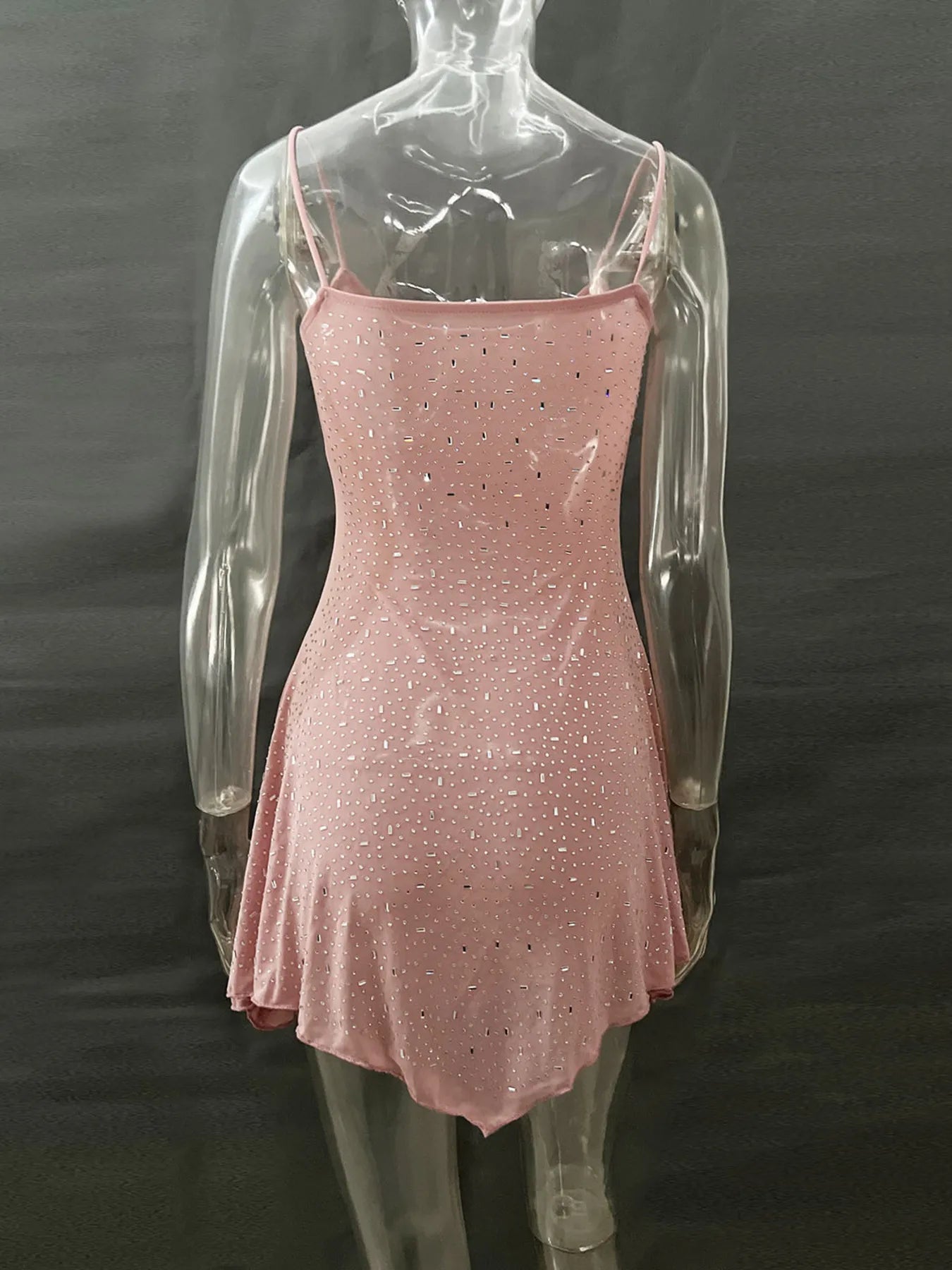 Image of Rhinestone Decor Mini Cami Dress | Queeble.shop