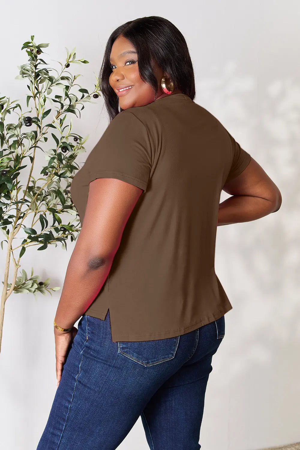 Image of Basic Bae Full Size Round Neck Short Sleeve T-Shirt Plus Size | Queeble.shop