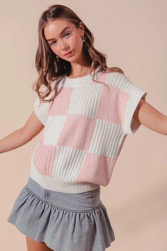 Image of SO ME Check Plaid Casual Sweater Top | Queeble.shop