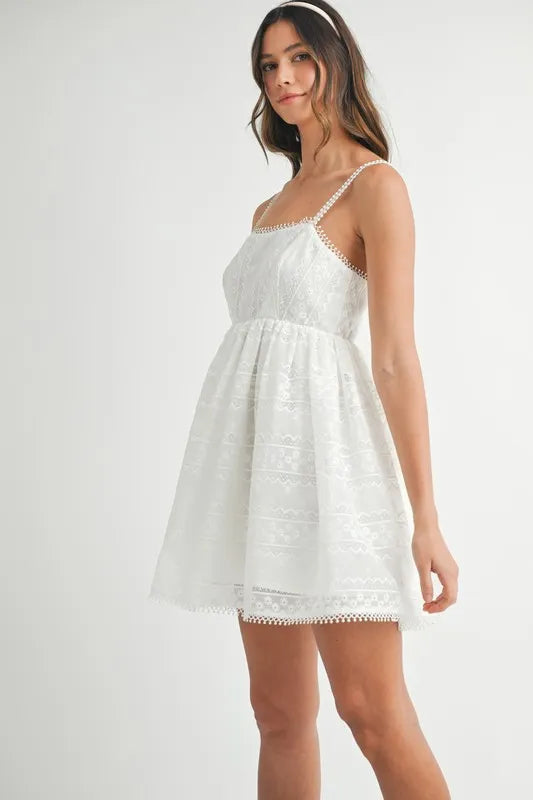 Image of MABLE Eyelet Lace Babydoll Mini Cami Dress | Queeble.shop