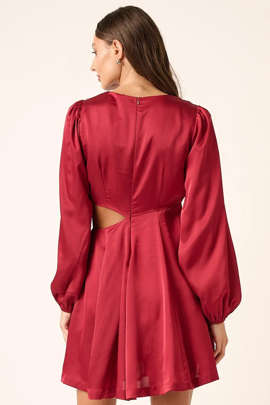 Image of Mittoshop Satin Side Cutout Detail Mini Dress | Queeble.shop