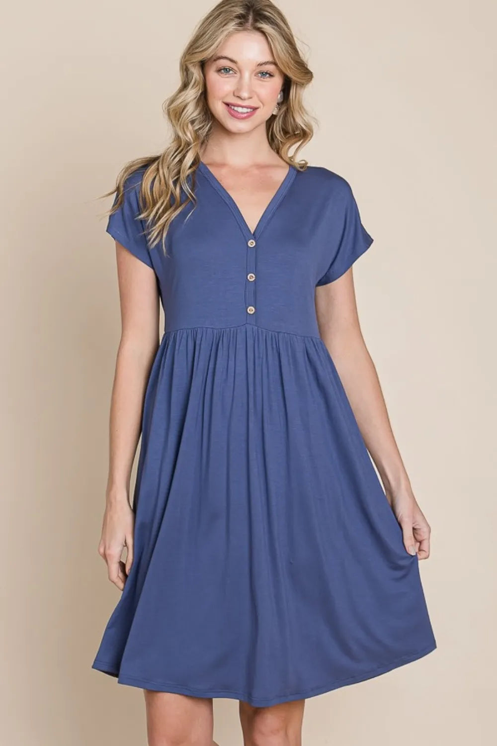 Image of BOMBOM V-Neck Short Sleeve Dress | Queeble.shop