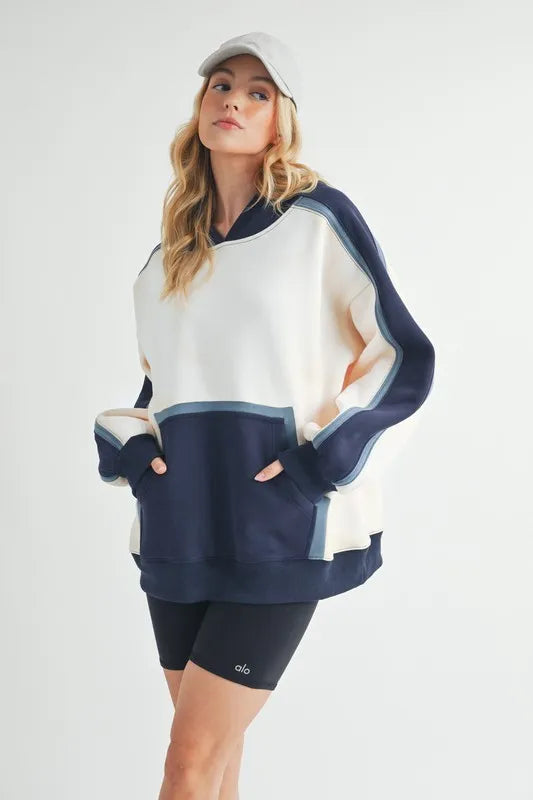 Image of Aemi + Co Color Block Kangaroo Pocketed Hoodie | Queeble.shop