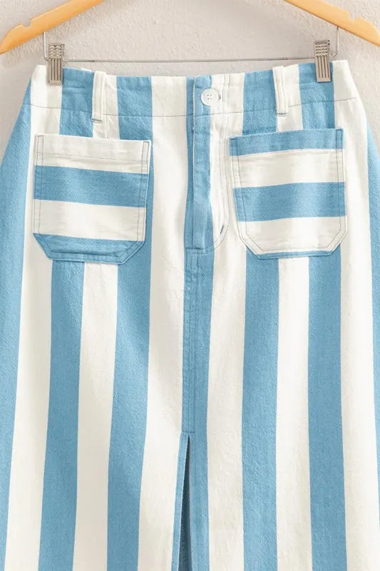Image of HYFVE Striped Pocket Detail Maxi Skirt | Queeble.shop