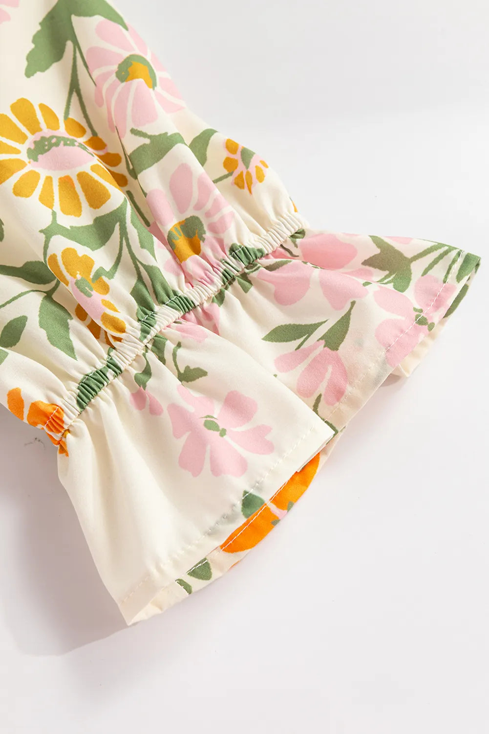 Image of Multicolour Crochet V Neck Half Sleeve Boho Floral Blouse | Queeble.shop