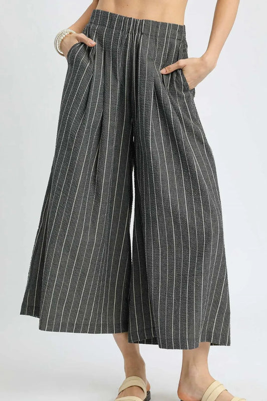Image of Umgee Pinstripe Crop Palazzo Pants | Queeble.shop